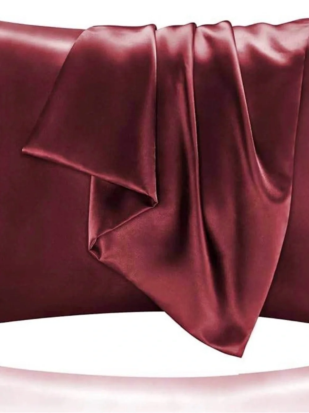 Queen Size Satin Pillowcases in Deep Burgundy - 1 pair - new in box